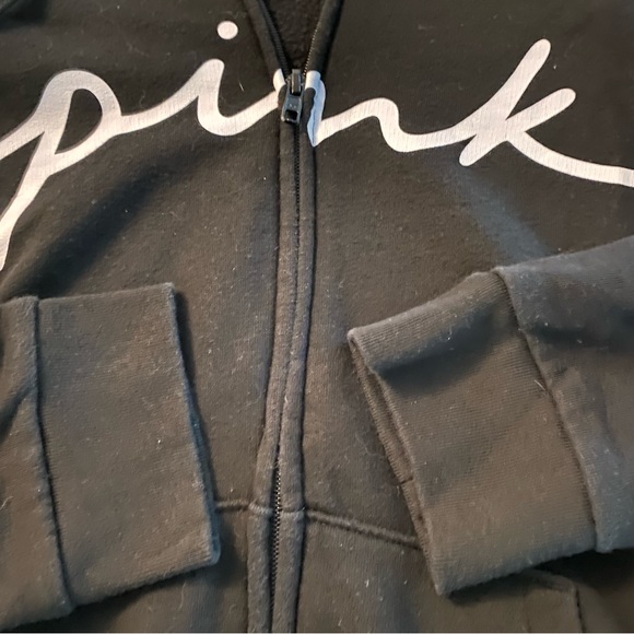 PINK Victoria’s Secret sweatshirt black full zip SZ L NWOT - Picture 4 of 11